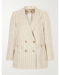 Blazé Milano - Serene Everyday Double-Breasted Striped Canvas Blazer - Lyst