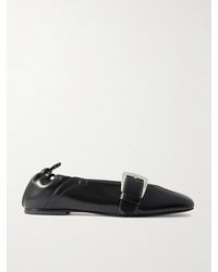 Ganni - Buckled Oleatex Ballet Flats - Lyst