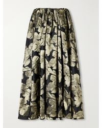 Abadia - Elodie Gathered Floral-Brocade Maxi Skirt - Lyst
