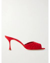 Manolo Blahnik - Pirua 70 Ruched Suede Mules - Lyst