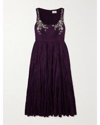 Erdem - Midikleid Aus Satin Mit Verzierungen Und Pailletten - Lyst