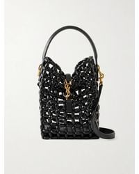 Saint Laurent - Le 37 Mini Leather-Trimmed Beaded Wood Shoulder Bag - Lyst