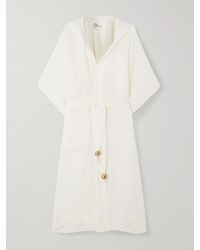 Lisa Marie Fernandez - Hooded Belted Crinkled Linen-Blend Gauze Robe - Lyst