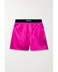 Tom Ford Velvet-trimmed Silk-blend Satin Shorts - Pink