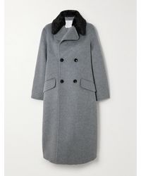 Proenza Schouler - Emma Double-Breasted Faux Fur-Trimmed Wool-Blend Coat - Lyst