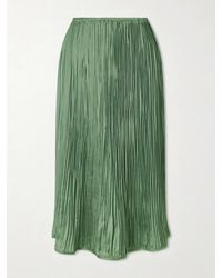 Aflalo - Avelline Plissé-Satin Midi Skirt - Lyst
