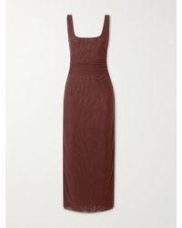 SIR. - Jacques Open-Back Gathered Stretch-Mesh Midi Dress - Lyst