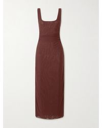 SIR. - Jacques Open-Back Gathered Stretch-Mesh Midi Dress - Lyst