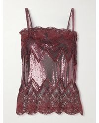 Rabanne - Lace-Trimmed Chainmail Camisole - Lyst
