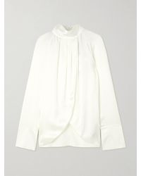 Balmain - Draped Silk-Satin Blouse - Lyst