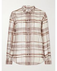 Brunello Cucinelli - Checked Silk-Satin Shirt - Lyst