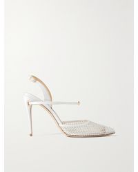 Jennifer Chamandi - Escarpins À Brides Arrière En Résille Et En Satin À Cristaux Vittorio 105 - Lyst