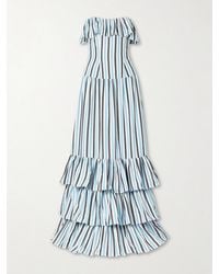 Marrakshi Life - Ruffled Striped Cotton Maxi Dress - Lyst