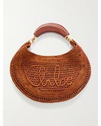 Chloé - Summer Banana Leather-Trimmed Embroidered Raffia Tote - Lyst