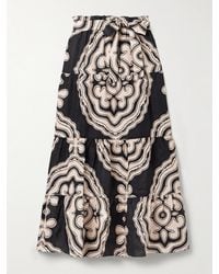lemlem - Sanaa Maxirock Aus Bedrucktem Leinen Mit Bindegürtel - Lyst