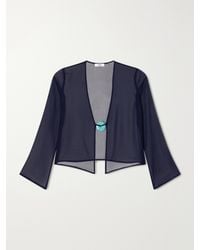 SARA CRISTINA - Nerea Pearl-Embellished Silk-Chiffon Blouse - Lyst
