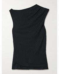 RÙADH - Toga Draped Ribbed Organic Cotton And Modal-Blend Top - Lyst