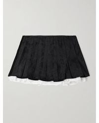 ShuShu/Tong - Layered Pleated Cotton Poplin-Trimmed Corduroy Mini Skirt - Lyst