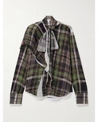 Acne Studios - Tie-Detailed Draped Printed Silk Crepe De Chine Blouse - Lyst