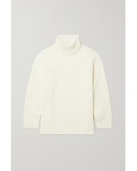 Fendi Oversized Embossed Jersey Turtleneck Sweater - White
