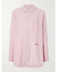 Burberry - Logo-Embroidered Striped Silk Shirt - Lyst