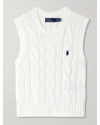 Polo Ralph Lauren - Embroidered Cable-Knit Cotton Vest - Lyst
