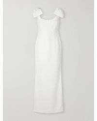 Rebecca Vallance - Mariee Bow-Detailed Embroidered Paneled Crepe Gown - Lyst