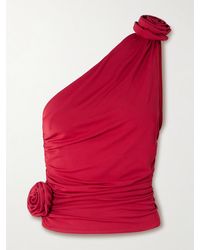 Magda Butrym - Asymmetrisches Oberteil Aus Stretch-Jersey Mit Raffungen Und Applikationen - Lyst