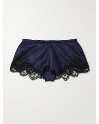 Carine Gilson - Lace-Trimmed Silk-Satin Shorts - Lyst