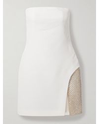 The Attico - Strapless Embellished Tulle-Trimmed Cady Mini Dress - Lyst