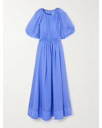 Aje. - Alma Midikleid Aus Einer Mischung Aus Tencel Lyocell Und Leinen Mit Raffungen - Lyst