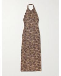 TOVE - Colette Zebra-Print Crepe Halterneck Midi Dress - Lyst