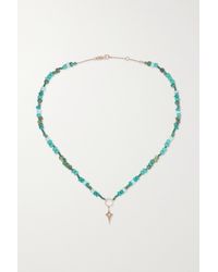 Diane Kordas Shield 14-karat Rose Gold, Turquoise And Diamond Necklace - Metallic