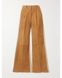 Halfboy - Twill-Paneled Suede Wide-Leg Pants - Lyst