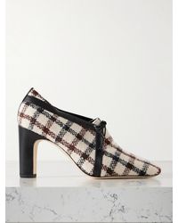 Manolo Blahnik - Stagira 90 Leather-Trimmed Checked Tweed Pumps - Lyst