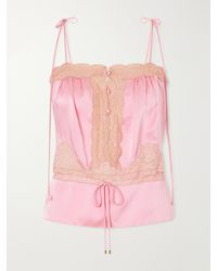 Chloé - Lace-Trimmed Silk-Satin Tank - Lyst