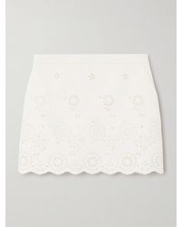 Chloé - Scalloped Quilted Broderie Anglaise Cotton-Blend Mini Skirt - Lyst