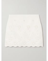 Chloé - Scalloped Quilted Broderie Anglaise Cotton-Blend Mini Skirt - Lyst