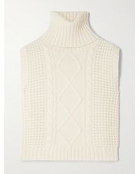 Perfect Moment - Crystal Cropped Cable-Knit Merino Wool Turtleneck Tank - Lyst