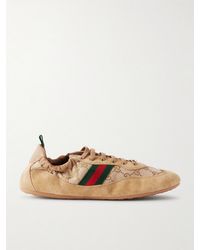 Gucci - Baskets En Toile Jacquard Et En Daim À Finitions En Cuir Et En Ruban Web Shift - Lyst