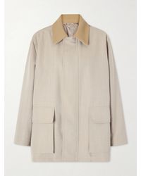 AURALEE - Leather-Trimmed Wool-Canvas Jacket - Lyst