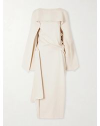 KHAITE - Yon Scarf-Detailed Draped Satin-Crepe Midi Dress - Lyst