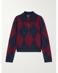 Leset - James Argyle Merino Wool Polo Sweater - Lyst