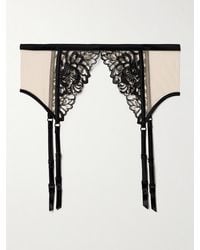 Kiki de Montparnasse - Cezanne Silk-Satin Trimmed Embroidered Tulle Suspender Belt - Lyst