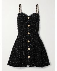 Balmain - Embellished Tweed Mini Dress - Lyst