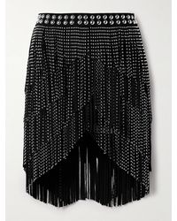 Isabel Marant - Carmelia Studded Fringed Brushed Stretch-Jersey Mini Skirt - Lyst