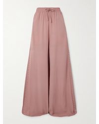 Stella McCartney - Hose Mit Weitem Bein Aus Crêpe Mit Kristallen - Lyst