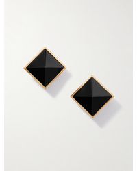 Saint Laurent - Goldfarbene Ohrclips Mit Harz - Lyst