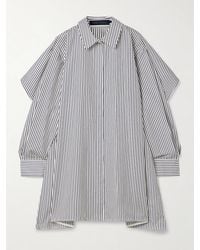Proenza Schouler - Mini-Robe-Chemise Effet Cape En Popeline De Coton Et De Soie Mélangés À Rayures Isla - Lyst