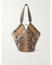 KHAITE - Lotus Small Snake-Effect Leather And Suede Tote Bag - Lyst